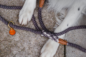 Charcoal grey - luxury personalised 100% cotton rope lead/leash