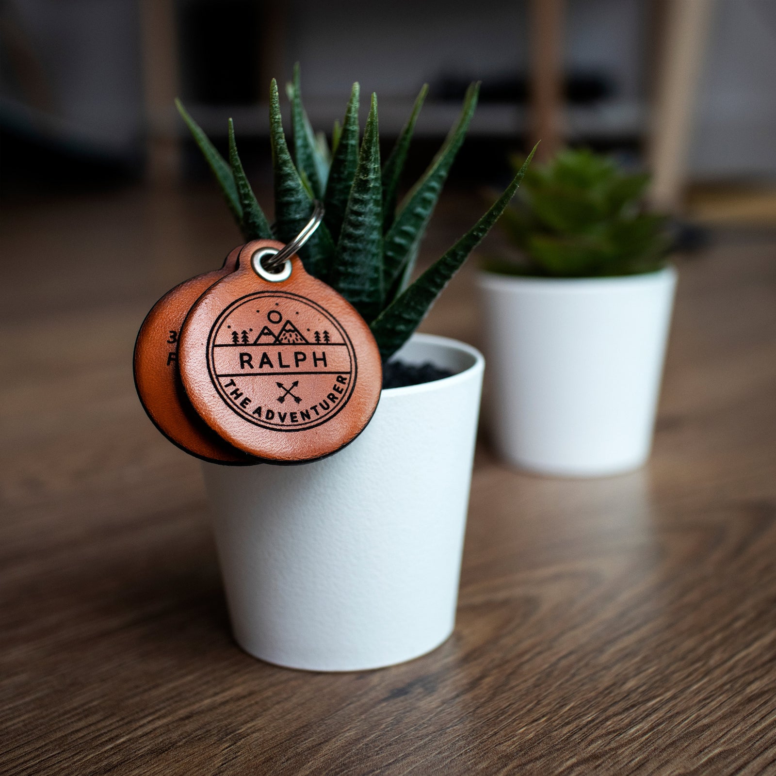 The Adventurer - Double Saddle Tan Leather ID Tag