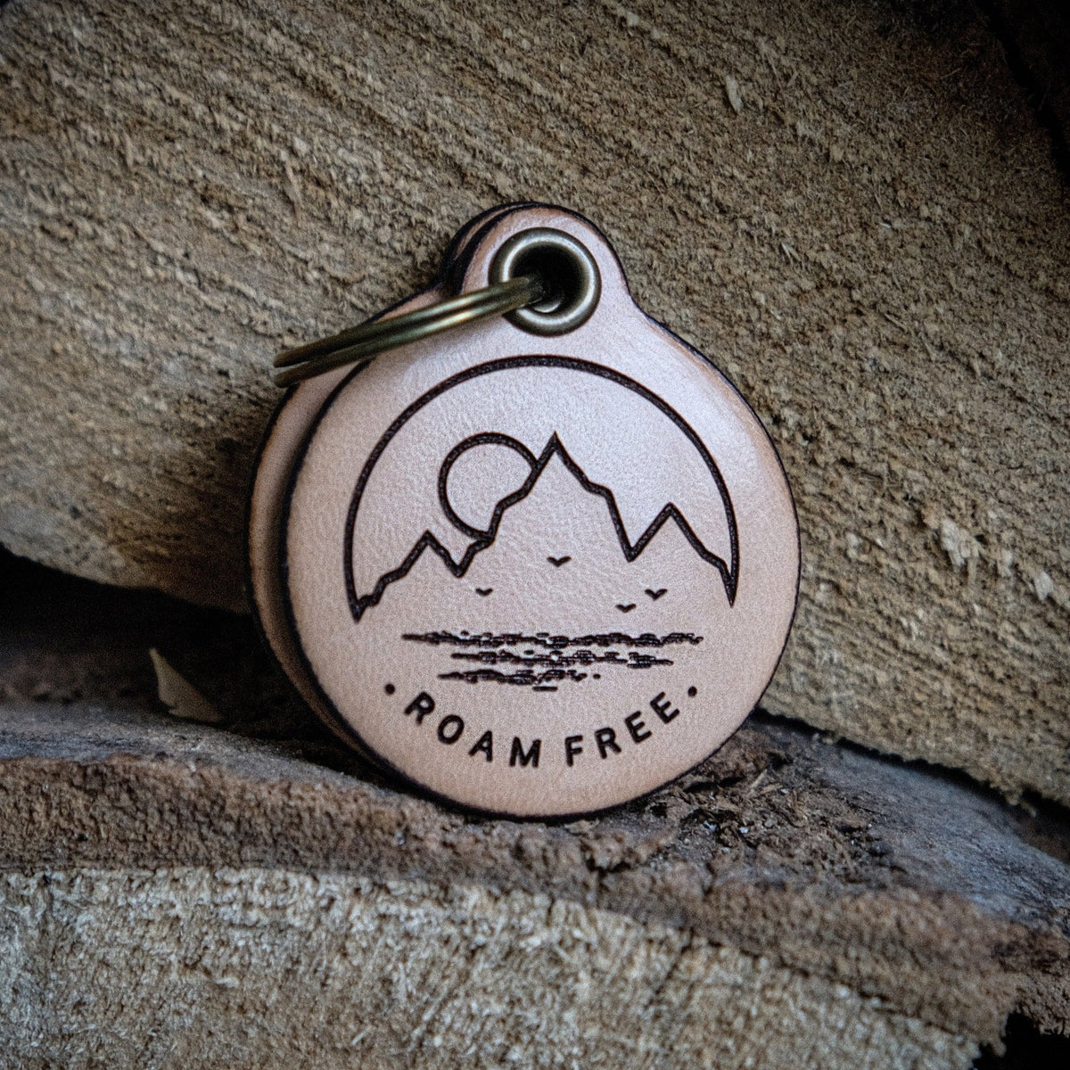 Roam Free - Double Natural Leather ID Tag