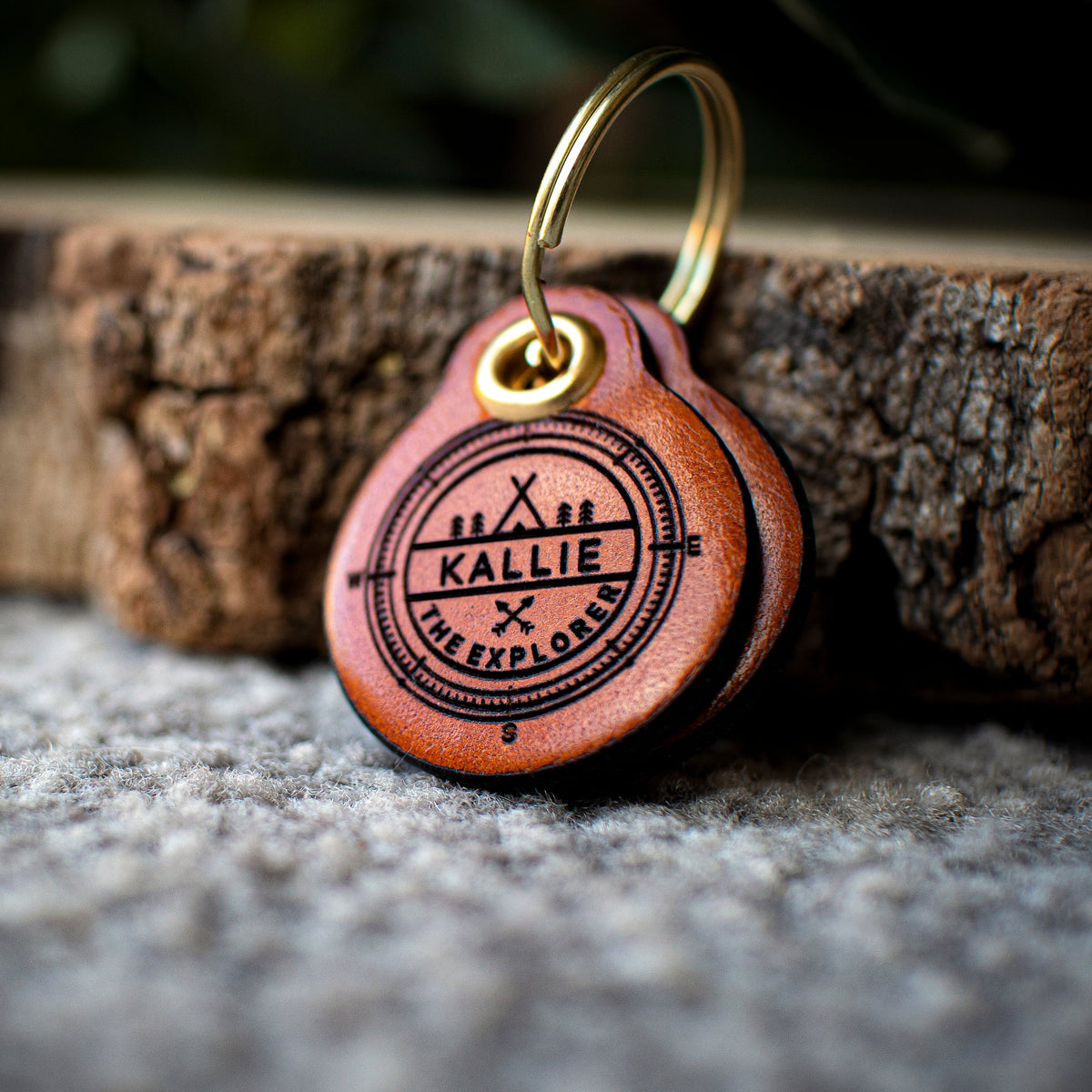 Explorer - Double Saddle Tan Leather ID Tag