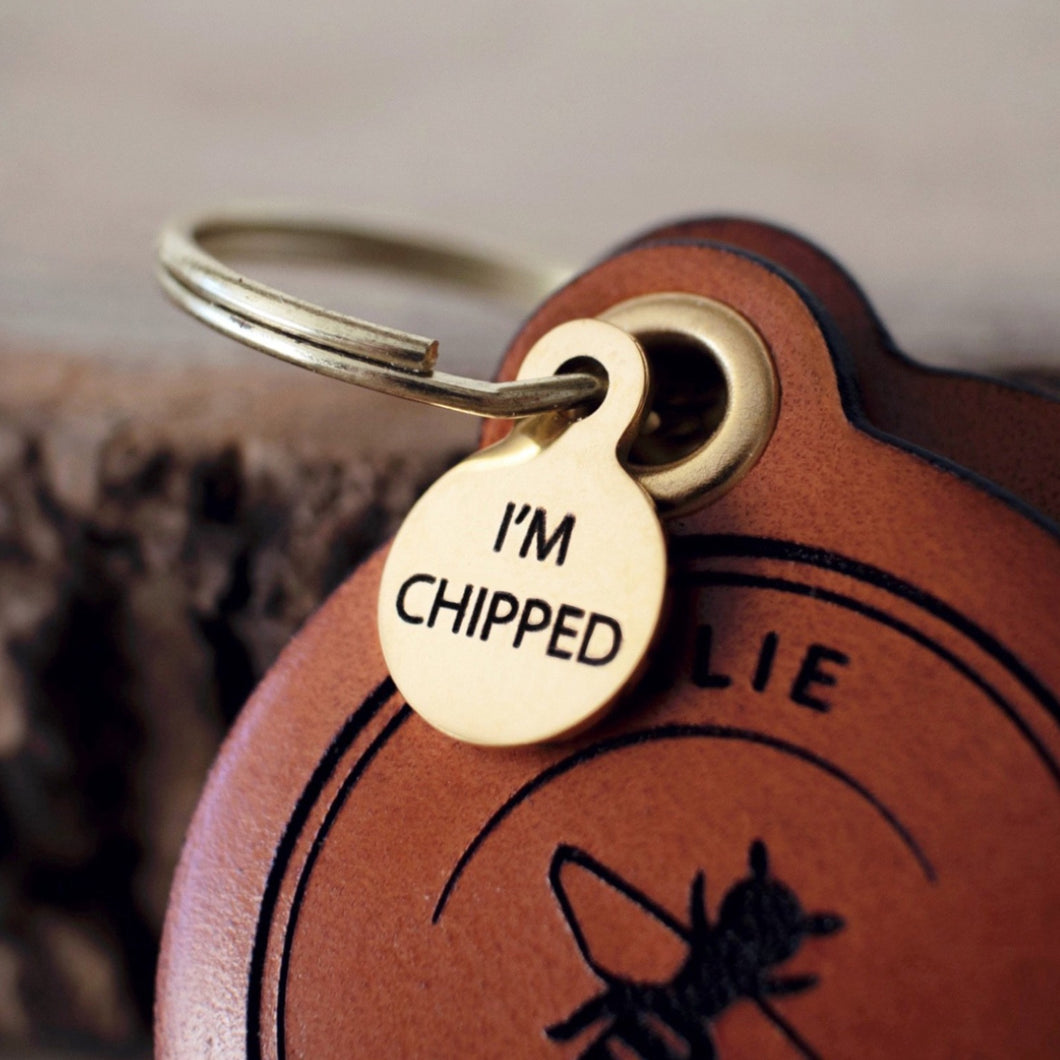 I'm chipped - Tiny microchipped tag charm add on available in Silver, Gold & Rose Gold
