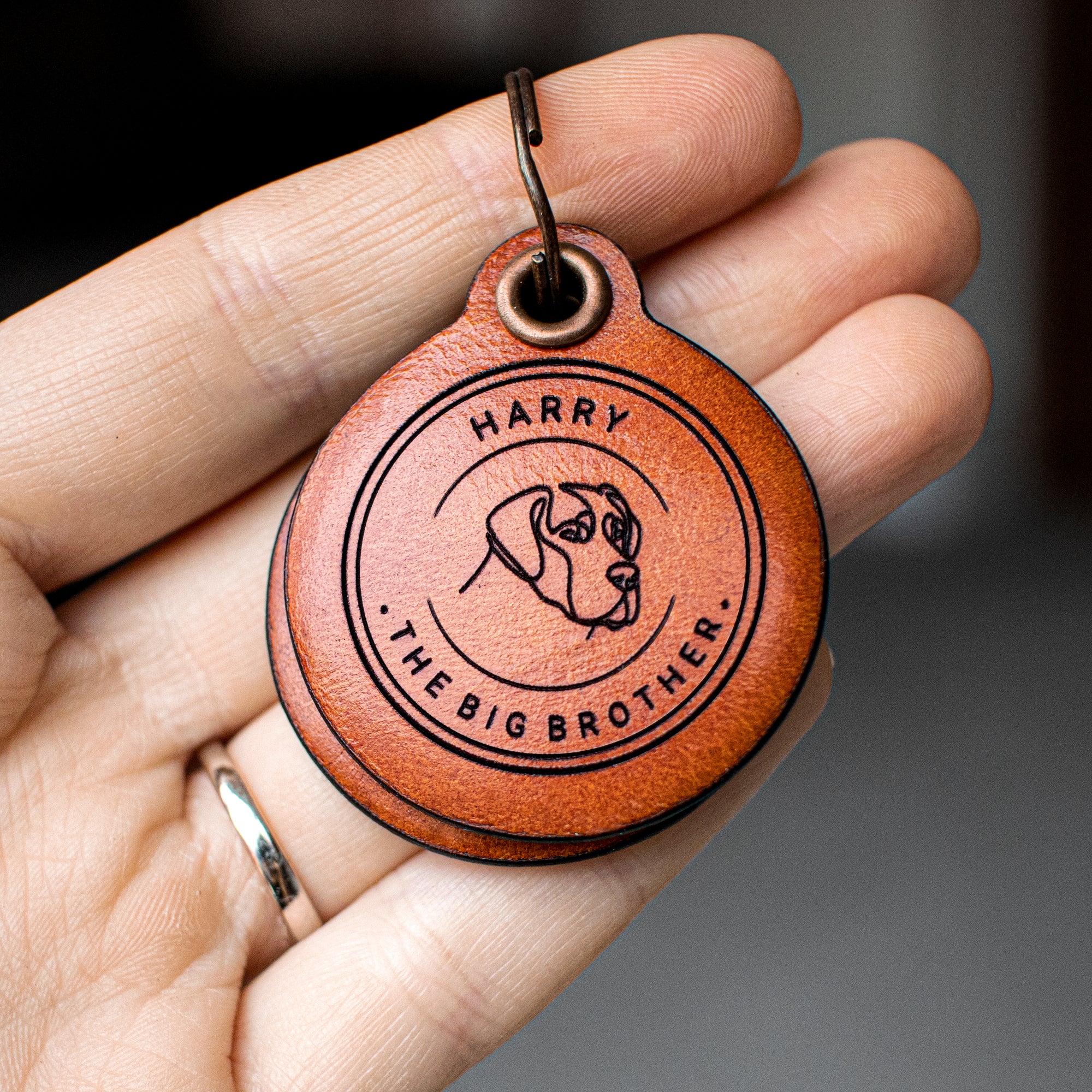 Breed specific - Double Saddle Tan Leather ID Tag