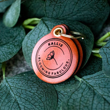 Load image into Gallery viewer, Blooming fabulous - saddle tan leather - double personalised dog tag