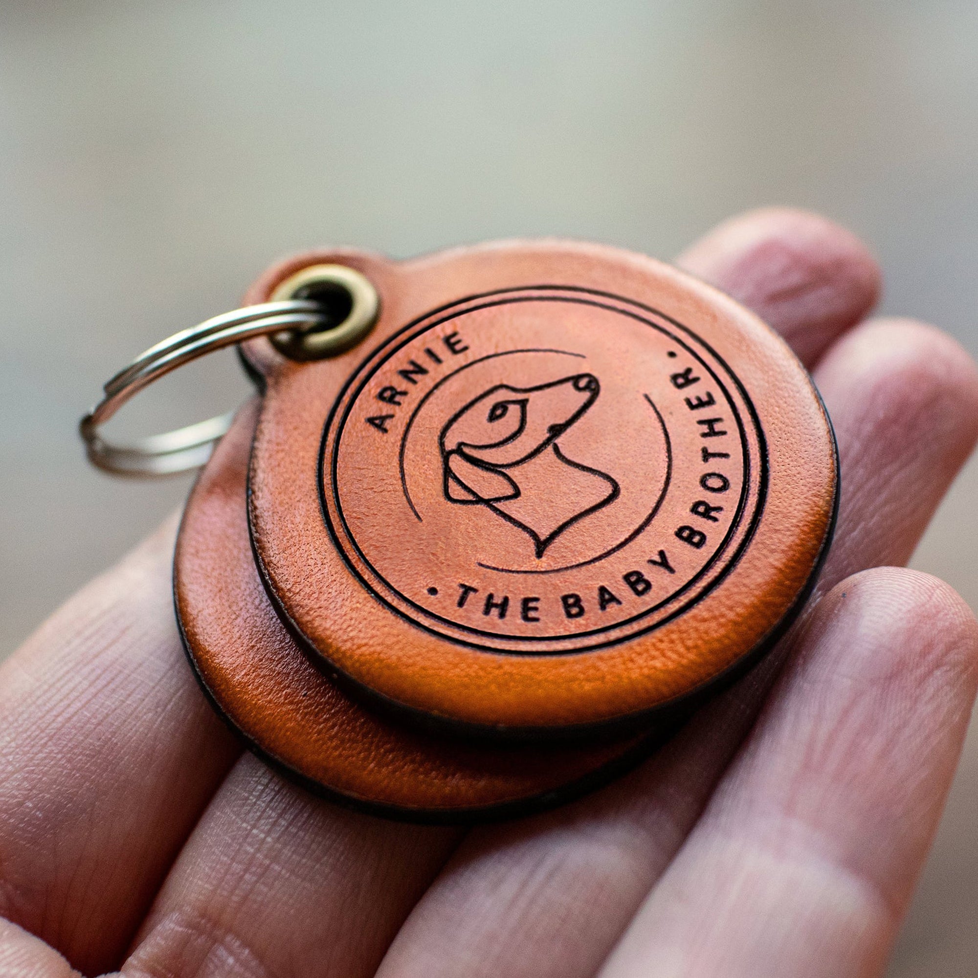 Breed specific - Double Saddle Tan Leather ID Tag