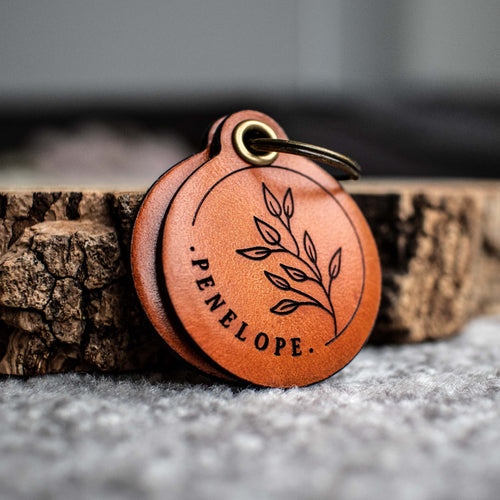 Fall Into Nature - Double Saddle Tan Leather ID Tag