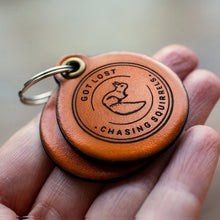 Load image into Gallery viewer, Squirrel chaser - saddle tan leather - double personalised dog tag