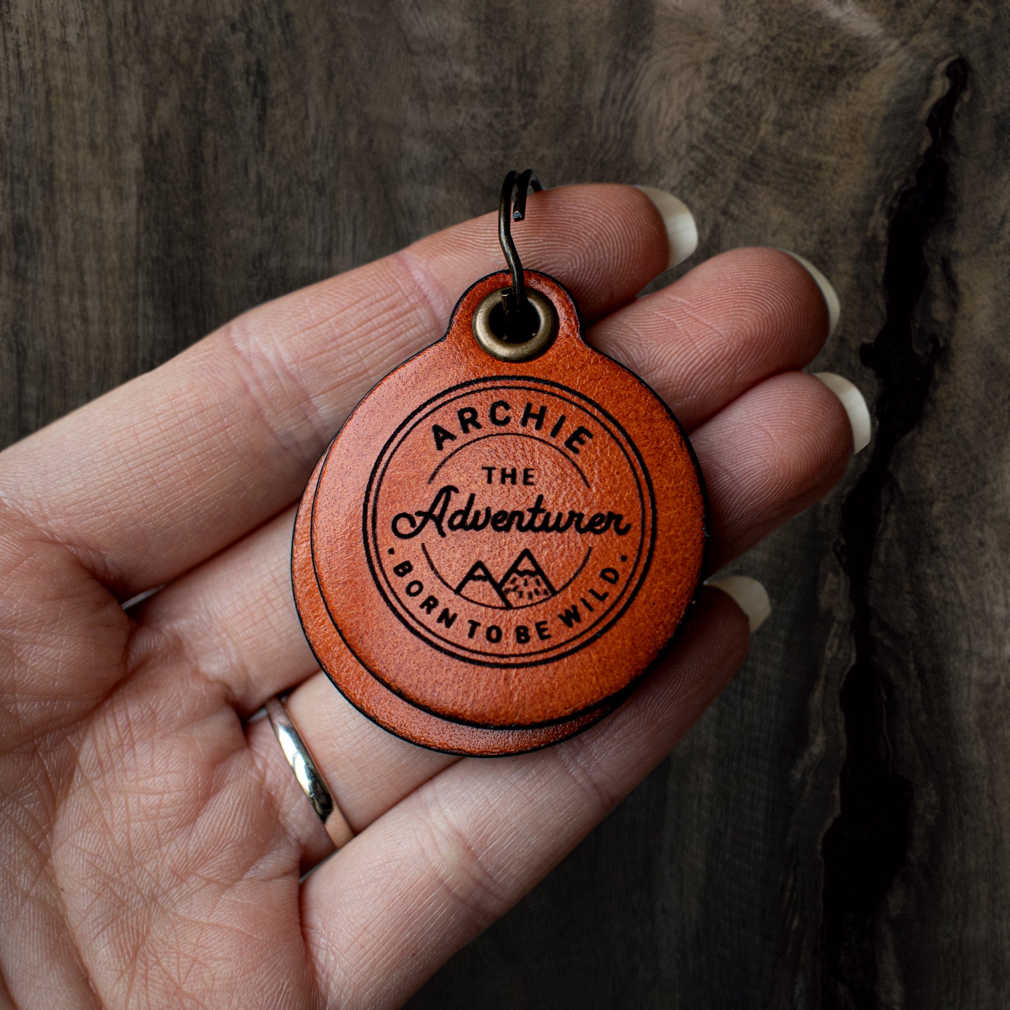 Vintage Adventurer - Double Saddle Tan Leather ID Tag