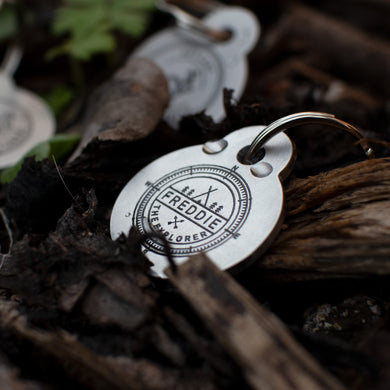 Miniature explorer themed - chunky stainless steel dog tag