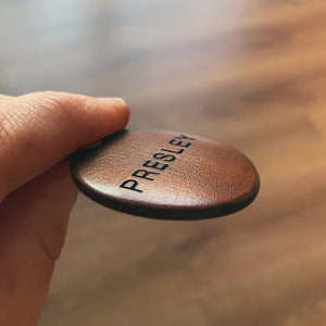 Dark brown - Double personalised leather dog tag