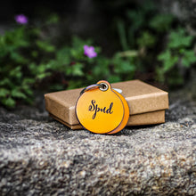 Load image into Gallery viewer, Mustard yellow - double personalised leather dog tag