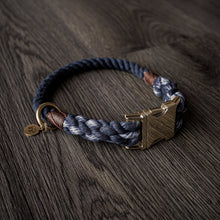 Load image into Gallery viewer, Charcoal grey - luxury 100% cotton rope collar with treat bag and charm