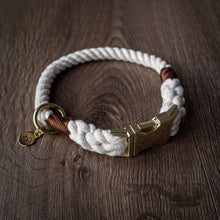 Load image into Gallery viewer, Classic - Luxury 100% cotton rope collar with treat bag and charm