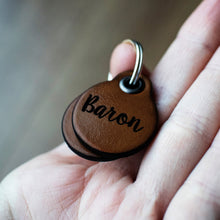 Load image into Gallery viewer, Dark brown - miniature double personalised leather dog tag