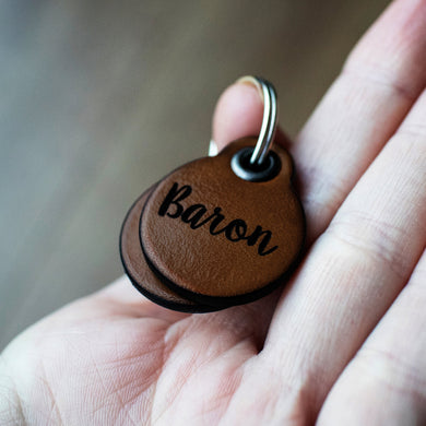 Dark brown - miniature double personalised leather dog tag
