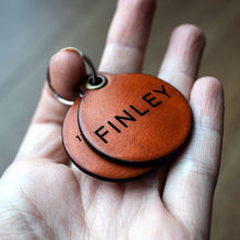 Load image into Gallery viewer, Saddle tan - double personalised leather dog tag