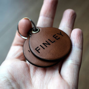 Dark brown - Double personalised leather dog tag