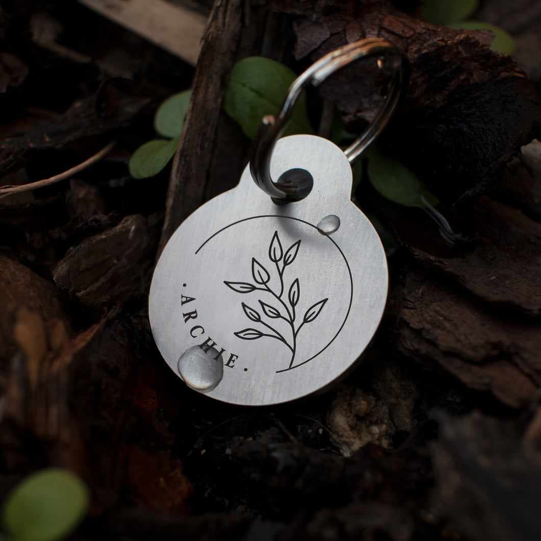 Miniature fall into nature - chunky stainless steel dog tag