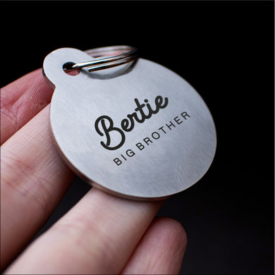 Name with slogan / nickname - chunky stainless steel dog tag