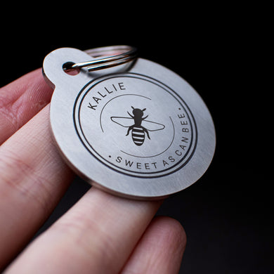 Sweet as can bee - chunky stainless steel dog tag