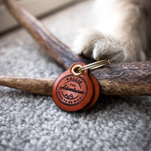Load image into Gallery viewer, Miniature vintage adventurer - saddle tan leather - double personalised dog tag